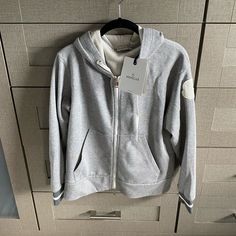 Size Small, New With Tags Luxury Winter Sweatshirt, Luxury Sweatshirt With Drawstring Hood For Winter, Designer Hooded Winter Sweatshirt, Designer Hooded Hoodie For Winter, Designer Winter Hoodie, Designer Long Sleeve Winter Hoodie, Designer Long Sleeve Hoodie For Winter, Luxury White Winter Hoodie, Cardigan Hoodie