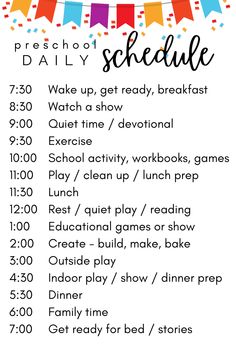 a printable school schedule for kids with the words, preschool daily schedule on it