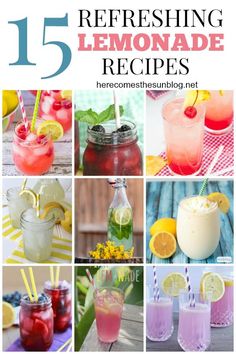 lemonade recipe collage with the words 15 refreshing lemonade recipes