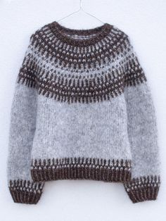 Badger sweater (junior) by Anne Ventzel, No 2 + Silk mohair kit Knitting kits Anne Ventzel Work Sweaters, Icelandic Sweaters, Nordic Sweater, Mohair Yarn, Warm Sweater, Yarn Brands, Knitting Kits, Sweater Knitting Patterns, Warm Sweaters