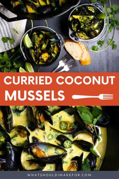 this is an image of steamed coconut mussels