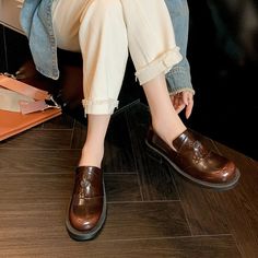 CHIKO Sawyer Round Toe Block Heels Loafers Shoes