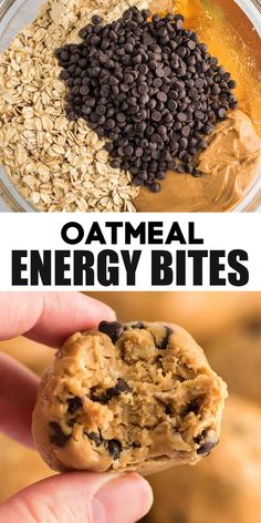 oatmeal energy bites with chocolate chips and peanut butter