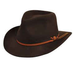 Country Gentleman Felt Outback Hat Country Style Curved Brim Hat For Travel, Adjustable Fit Brown Hat For Country Events, Adjustable Fit Fedora For Country Events, Adjustable Fit Country Style Brown Hat, Adjustable Fit Brown Country Hat, Brown Adjustable Fit Country Hat, Adjustable Wide Brim Hat For Town, Brown Wide Brim Hat With Adjustable Fit, Brown Adjustable Fit Wide Brim Hat