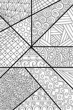 an abstract coloring book page with lines and shapes