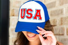 The cutest hat for all of your Summer and Patriotic Activities! Patriotic Activities, United Monograms, Cute Hats, Cotton Twill, The Cutest, Trucker Hat, Baseball Hats, Mesh, Hats