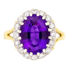 Check out this item from 1stdibs! Art Deco Amethyst and Diamond Cluster Dress Ring, circa 1930s: https://www.1stdibs.com/id-j_6635412 Classic Purple Diamond Ring With Halo Setting, Heirloom Purple Diamond Ring For Formal Occasions, Purple Heirloom Diamond Ring For Formal Occasions, Formal Heirloom Purple Diamond Ring, Formal Purple Diamond Ring With Halo Setting, Classic Purple Diamond Ring For Formal Occasions, Dress Rings, Diamond Cluster, Amethyst Stone