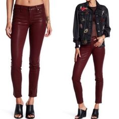 Introducing The Level 99 Women's Sz 26/2 Liza Lux Red Wax Coated Mid Rise Skinny Jeans A Perfect Blend Of Chic Style And Comfort. Elevate Your Wardrobe With These New With Tags Statement Jeans, Designed For The Modern Woman Who Appreciates Both Fashion And Quality. Step Into Sophistication With The Luxurious Red Wax Coating, Ensuring You Make A Bold Fashion Statement Wherever You Go. Upgrade Your Denim Collection To Level 99 Where Elegance Meets Trendsetting Style. New With Tags, No Rips, Stains Zara Faux Leather Pants, Zara Denim Jeans, Burgundy Jeans, Tie Dye Jeans, Black Jeans Women, Cropped Wide Leg Jeans, Jeans Mid Rise, Maroon Red, Red Coat