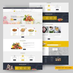 the website design is designed to look like it has two different sections, one for food and