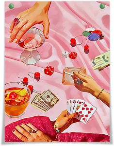 CASINO ART PINK ART WALL POSTERS WALL PRINTS WALL DECOR DORM ART DORM WALL PRINTS GIRLY WALL ART TRENDY WALL PRINTS CARD GAMES POSTERS GAMBLING POSTERS Funny Cocktails, Visuell Identitet, Collage Mural, College House, Dorm Wall Decor, Pink Posters, Gems Art, Casino Royale, Wall Decor Pictures