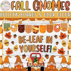 fall gnomes bulletin board and door decor