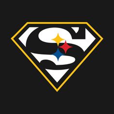 the superman logo is shown in black and yellow with red, white, and blue colors