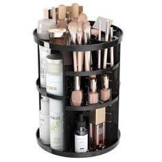 Makeup organizer is designed with 8 adjustable heights, and the insert trays can be adjusted according to the height of the organized items, ensuring that the skincare organizers can hold almost items. The chassis is equipped with silent steel balls to ensure the lazy susan organizer rotating smoothly and noiseless. In addition, there are non-slip pad at the bottom that keep it rotated stable, and convenient to pick items. It only takes seconds to assemble the dresser organizer, and it is equipp Make Up Desk, Makeup Organizer Countertop, Rotating Makeup Organizer, Dresser Bathroom, Bathroom Counter Organization, Kitchen Spice Racks, Makeup Organization Vanity, Cosmetic Display, Skincare Organization