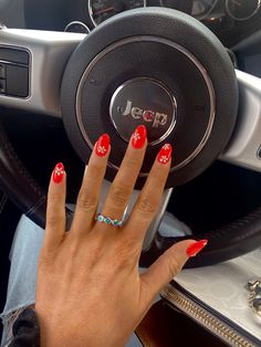 Nails Inspiration For Vacation, Res Summer Nails, Fun Summer Acrylic Nail Designs, Fun Summer Nails Red, Hawaii Vibe Nails, Nails Inspo Vacation, Summer Nails For Hawaii, Spring To Summer Nails, Summer Red Gel Nails