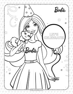 barbie birthday coloring pages for girls