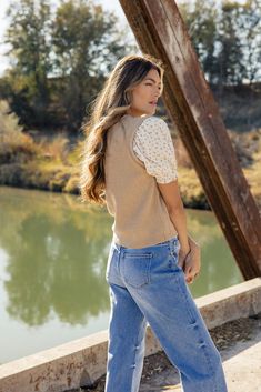 Karson Puff Sleeve Blouse – ROOLEE Vest Blouse, Cute Fit, Puff Sleeve Blouse, Complete Outfits, Favorite Jeans, Sweater Vest, Puff Sleeves, Straight Jeans, Puff Sleeve