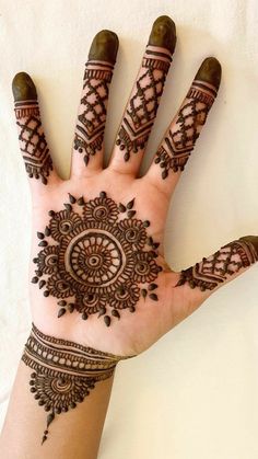 the hand is decorated with henna designs on it