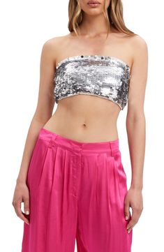 Bring on the party in a skin-showing strapless top that's drenched in dazzling sequins. 6 1/2" length Strapless Lined 95% polyester, 5% elastane Hand wash, line dry Imported Sequin Tube Top, Size 16 Jeans, Pregnancy Clothes, Pink Fits, Maternity Clothes, Tube Top, Skirt Length, Strapless Top, Dress Shop