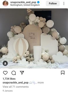 an instagram photo with balloons and other decorations