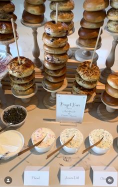 an assortment of donuts and pastries on display