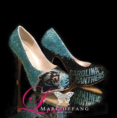 Carolina Panthers Crystal heels! Panther Nation, Carolina Panthers Football, Panthers Football, Carolina Girl, Crystal Heels, Tar Heels, Pig Skin, Carolina Panthers, Football Season