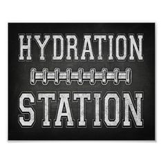 the words hydration station written in white on a blackboard background photo art print