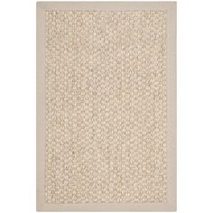 a beige rug with small squares on the bottom and one square in the middle, against a white background