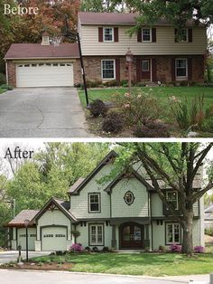 before and after photos of a house in the suburbs