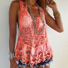 Darling Bohemian Crochet Lace Racerback Tank Top Swim Cover Up + Cotton Blend + Fits True To Size + Model Is 5'8" Tall And Wearing A Size Small + Brand New With Tags! Spring Bohemian Embroidered Lace Top, Spring Beachwear Crochet Lace Top, Chic Stretch Crochet Top For Summer, Fitted Casual Tank Top With Lace Patchwork, Fitted Lace Patchwork Casual Tank Top, Spring Lace Crochet Top For Beachwear, Summer Lace Cami Tank Top, Stretch Lace Cami Top For Summer, Chic Lace Top For Beach