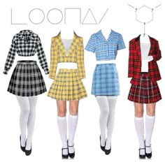 Outfit Ideas For High School, Blue Plaid Skirt, White Tube Top, Preformance Outfits, Group Outfits, Outfit 90s, Yellow Outfit, Outfit Maker