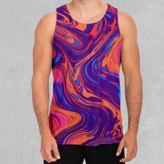 Exclusive art and soft fabric combine to create the ultimate tank top perfect for warm, sunny days. Made from premium, 100% polyester fabric, our tank tops are incredibly comfortable. Every tank top is constructed with a high definition printing process preventing this garment from fading after washing. This item is made to order. Please allow 5-10 business days before shipment. * 100% polyester * Reinforced taping along the armholes and neck * Premium polyester knit 190gsm jersey * Regular fit Sleeveless Sublimation Print Tank Top For Summer, Summer Sublimation Print Sleeveless Tank Top, Summer Sleeveless Tank Top With Sublimation Print, Multicolor Sports Tank Top For Summer, Sleeveless Tops With Sublimation Print For Summer, Multicolor Graphic Print Tank Top For Summer, Summer Multicolor Graphic Print Tank Top, Orange Sleeveless Sports Tank Top, Multicolor Sleeveless Sports Top