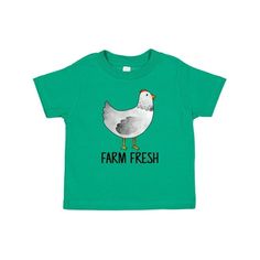 Farming Chicken Farm Fresh Baby T-Shirt Size: 18 Months.  Color: Green.  Gender: male.  Age Group: infant. Toddler Boy Shirts Vinyl Farm, Chickens Shirts, Funny Farm Tshirts, Farm Kid Shirt, Spring Cotton T-shirt With Unicorn Print, Chicken Farm, Baby Boy Or Girl, Farm Fresh, Baby Boy Gifts