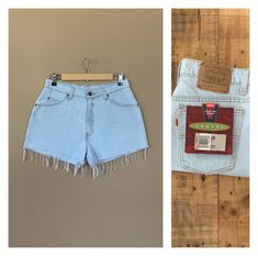 "High waisted 90's denim shorts. Made by Levi's in ultra light blue denim wash. Shorts are in excellent clean condition. Brand new with tags before I made them into cutoff shorts. Shorts have been cut off and washed once.  Measurements are taken zipped or buttoned up and laid comfortably flat then x 2 for total circumference (inches) Levis 950 Tag Size 11 100% Cotton Made in USA  Waist 30\" Hips 43\" Length 12.5\" Inseam 2.25\" Rise 11.5\" leg opening circumference 26\" All items are free of rips, tears, holes, and stains unless otherwise noted." Cheap Blue Levi's Shorts, Levis Jeans High Waisted, Levi High Waisted Shorts, Levis Mom Jeans, Shorts Levis, Levis Shorts, 90s Levis, 90s Shorts, High Waisted Denim Shorts