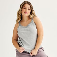 Feel cute and comfy in this Juniors' SO® Lace Trim Cami. Click on this INTIMATES & SLEEPWEAR GUIDE to find the perfect fit and more! Feel cute and comfy in this Juniors' SO® Lace Trim Cami. Click on this INTIMATES & SLEEPWEAR GUIDE to find the perfect fit and more! FEATURES Lace-up neckline Sleeveless No pockets UnlinedFIT & SIZING 20-in. length from shoulder to hemFABRIC & CARE Cotton, polyester, spandex Machine wash ImportedRESPONSIBLE Supports more sustainable cotton farming Size: 3X. Color: Grey Fox, Lace Trim Cami, Cotton Farming, Polyester Spandex, Lace Trim, Perfect Fit, Fox, Lace Up, Tops & Tees