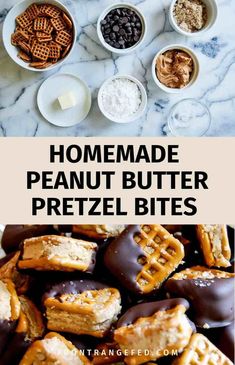 homemade peanut butter pretzel bites with chocolate covered pretzels in the middle