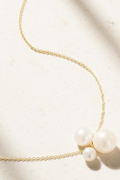 The simplicity of Sophie Billie Brahe's 'Stella' necklace ensures it has all the makings of a modern heirloom. It's handcrafted from 14-karat recycled gold and set with three lustrous freshwater pearls that graduate in size. White Fine Jewelry For Everyday Elegance, Everyday Elegance White Fine Jewelry, Elegant Lariat Necklace With Cable Chain For Formal Occasions, Refined White Jewelry For Everyday Elegance, Everyday Elegance 14k Gold Delicate Chain Jewelry, Yellow Gold Lariat Necklace With Pearl Pendant, Fine Jewelry With Adjustable Chain For Everyday Elegance, Elegant Sterling Silver Cable Chain Necklace, 14k Gold Jewelry With Adjustable Chain For Everyday Elegance