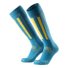 Danish Endurance Merino Wool Ski Explorer Socks Blue Yellow Knee High Unisex Small Fits Us Women 5-7, Men 3.5-6 38% Wool (Merino), 30% Acrylic, 30% Polyamide, 2% Elastane Skiing Socks, Alpine Ski, Ski Socks, Hiking Socks, Winter Socks, Wool Socks, Athletic Socks, Water Temperature, Danish Design