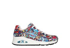 Skechers Street Vexx: Uno - Color Doodle Women s Sneaker Fall into the fascinating doodles of Belgian artist, Vexx, with the Skechers Street Vexx: Uno - Color Doodle women s Sneaker. With a durabuck upper featuring creative, bold color, this lace-up Sneaker blends fashion with high and low art. The Skechers Air-Cooled Memory Foam insole and Skech-Air visible air- Cushioned midsole comfort your foot, while the outsole provides flexible traction. Synthetic upper Lace-up Trendy Multicolor Graphic Print Sneakers, Artistic Multicolor Sneakers For Summer, Artistic Multicolor Summer Sneakers, Sneakers Multicolor, Fashion Shoes Sneakers, Rack Room Shoes, Bold Color, Women's Casual, Womens Fashion Casual