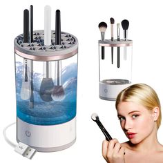 PRICES MAY VARY. [Multi-function makeup brush cleaner] There are 2 cleaning modes: automatic and handheld. Just add water and cleaning solution, and do not add more than the maximum water level. Three brushes can be placed in one cleaning. After deep cleaning, flip the silicone sleeve to dry.The silicone lock on the top can also be stored and dried positively and positively, which is both an automatic makeup brush cleaner and a makeup brush storage box 【 The best gift for ladies 】The versatile b Makeup Brush Cleaner Machine, Led Desk Lighting, Electric Brush, Flawless Makeup Application, Makeup Brush Storage, Makeup Brush Cleaner, Clean Machine, It Cosmetics Brushes, Makeup Tools Brushes