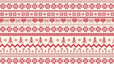 a red and white knitted pattern with hearts, crosses, and other ornaments on it