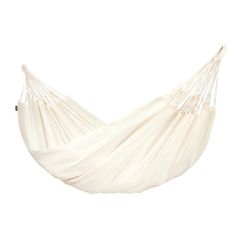 a white hammock hanging from the side on a white background with no one in it