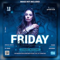 a flyer for a night club featuring a woman in leopard print shirt and headphones