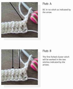 the instructions to crochet an object with two different stitches on each side and one stitch