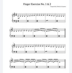 sheet music with the words finger exercise no 1 and 2