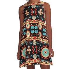 Loose-fit, mid-length sleeveless dress with silky handfeel. Printed on both sides. Machine washable. Size range XS-2XL. Native American Pattern Ribbon Dress Native American, Ojibwe Jingle Dress, Wing Dress Native American, Native Jingle Dress Powwow Regalia, Traditional Cherokee Tear Dress, Cherokee Dress, Native American Patterns, Native Design, Mid Length