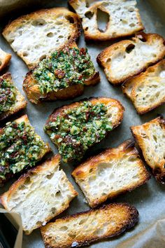 pesto crostini is an easy appetizer that's ready in under 30 minutes