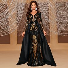 Captivating Cape Sleeve Maxi Dress: Redefine Elegance with Every Move Luxury Black Dress With Cape Sleeves, Black Cape Sleeves Evening Dress, Black Long Sleeve Evening Cape, Luxury Black Maxi Dress With Cape Sleeves, Sequin Formal Dress, Sequin Decor, Womens Prom Dresses, Women Formals, Maxi Dress Cocktail