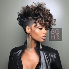 Mohawk Hairstyles For Black Women, Short Hair Mohawk, Black Girls Hair, Short Mohawk, Styles For Black Women, Alex Webb, Black Hair Short Cuts, Short Shaved Hairstyles