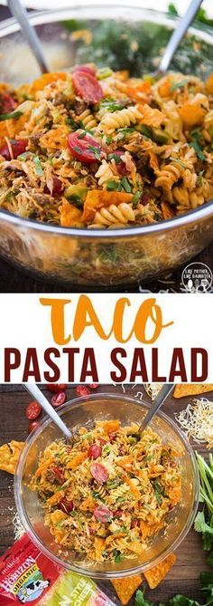 taco pasta salad in a glass bowl