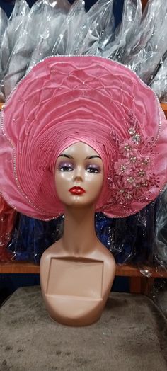 Asoebi Gele Autogele Asos Readmade Gele Pre-tied Gele Pink - Etsy Pink Headwrap For Party, Adjustable Yellow Headwrap For Party, Adjustable Yellow Headwrap For Parties, Pink Aso Oke, Auto Gele Styles, African Headwrap, African Print Dress Designs, African Head Wraps, Aso Oke